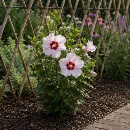 Lichtroze Hibiscus met rood hart 40-60cm - pot 7,5L main product photo